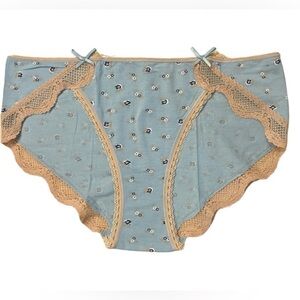 NWT Victoria’s Secret Angels Blue Floral Modal Cotton String Bikini Panty Medium
